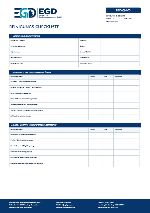 Vorschau: Reinigungs-Checkliste